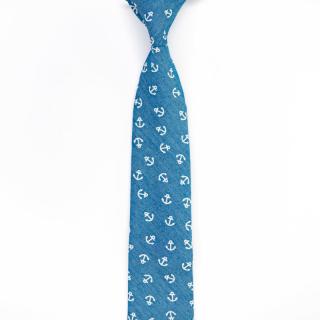 Modrá pánská kravata s kotvami