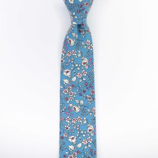 Modrá pánská květinová kravata