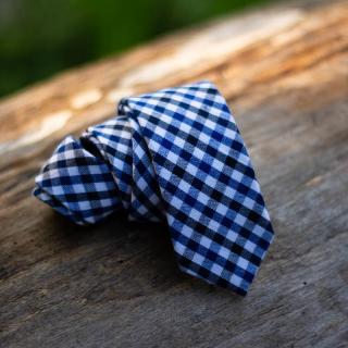 Modro černá károvaná pánská kravata