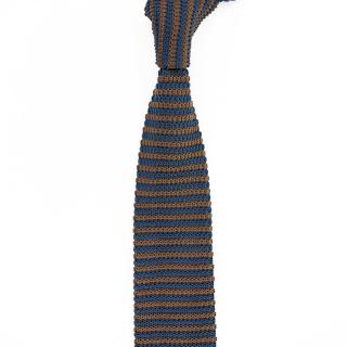 Modro hnědá pánská pletená kravata