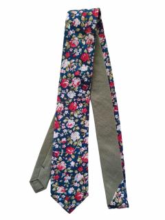 Modro zelená pánská kravata s květinovým vzorem