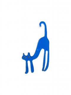 Modrý odznak ve tvaru kočky