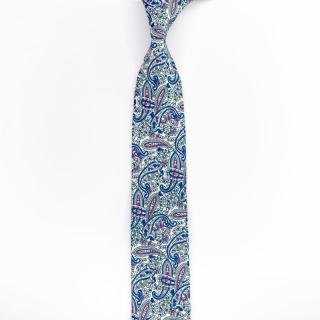 Pánská kravata s bílým podkladem a paisley vzorem