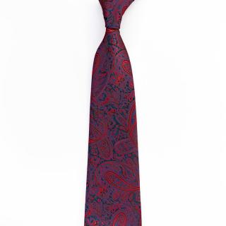 Pánská kravata s červenomodrým paisley vzorem