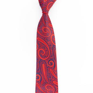 Pánská kravata s červeným paisley vzorem