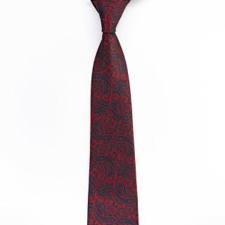 Pánská kravata s rubínovým paisley vzorem