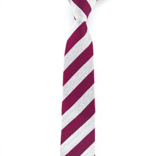 Pánská kravata s vínovými a šedými pruhy