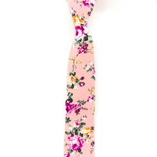 Starorůžová pánská kravata s květinovým vzorem