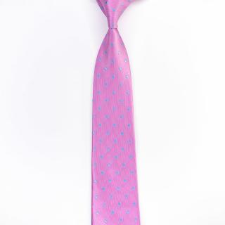 Světle fialová pánská kravata s modrými puntíky