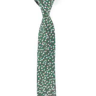 Sytě zelená pánská kravata s drobným květinovým vzorem