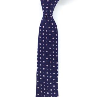 Tmavě modrá pánská kravata s drobným květinovým vzorem