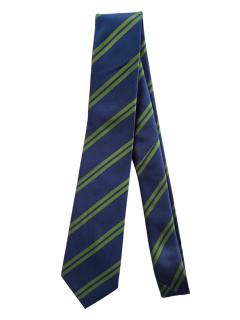 Tmavě modrá pánská kravata se zelenými proužky