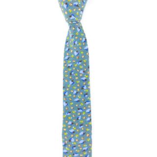 Zelenomodrá pánská kravata s modrými lístky