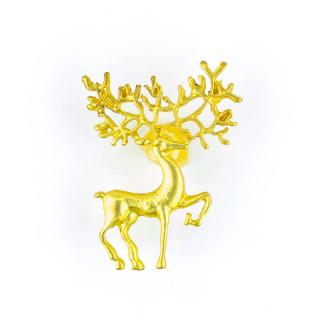 Zlatá ozdoba do klopy jelen