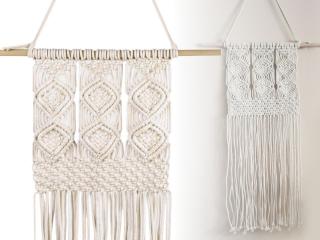 Drhaná dekorace macrame boho k zavěšení