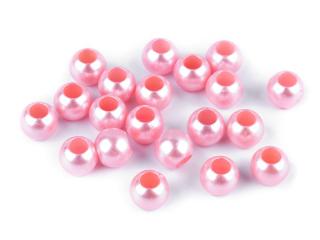 Plastové perly s velkým průvlekem 8x10 mm