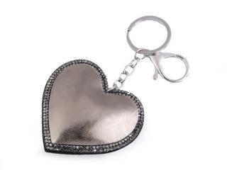 Přívěsek na kabelku / klíče srdce metalické