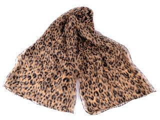 Šála leopard, umělé hedvábí 135x180 cm
