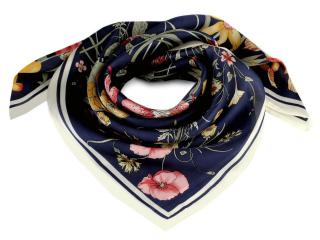 Saténový šátek květy 70x70 cm
