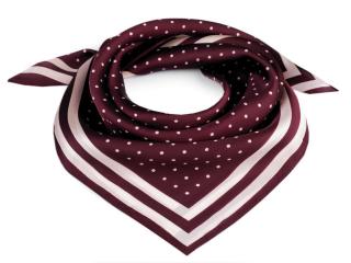 Saténový šátek s puntíky a lemem 55x55 cm