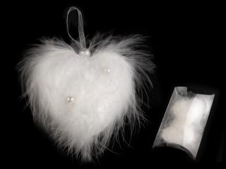 Svatební peříčkové srdce s perlami