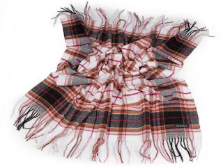 Teplý šátek karo s třásněmi 100x105 cm
