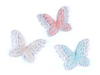 Textilní aplikace / nášivka krajková motýl