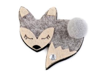 Textilní aplikace / nášivka liška s kamínkem