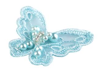 Textilní aplikace / nášivka motýl s perlami