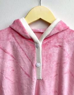Novorozenecká noční košilka s kapucí, bambusový aksamit 0-6 m Barva: růžová s přírodním lemem, Materiál: Bambus, Velikost: 0-6 m