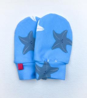 Novorozenecké rukavičky Materiál: Bavlna, Velikost: 0-4 m, Vzor: modré s hvězdicemi