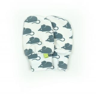 Novorozenecké rukavičky Materiál: Biobavlna, Velikost: 0-4 m, Vzor: šedé myšky