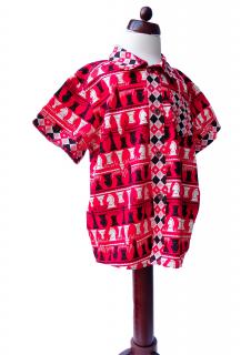 Veselá vzorovaná košile s krátkým rukávem Barva, vzor: Šachy, Materiál: Bavlna, Velikost: 5 let (110)