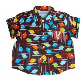 Veselá vzorovaná košile s krátkým rukávem Barva, vzor: Vrtulníky, Materiál: Biobavlna, Velikost: 3 roky (98-104)
