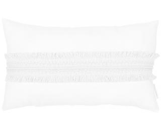 Polštářek Boho podélný s krajkou, Bílý 60x35 cm