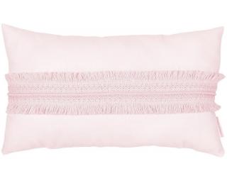 Polštářek Boho podélný s krajkou, Pudrová růžová 60x35 cm