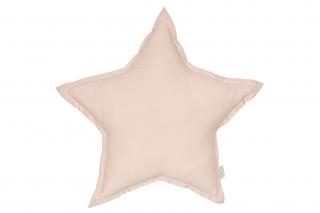 Polštářek Lněný hvězda pudrová růžová, 44 cm