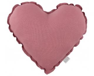 Polštářek Lněný srdce sladká růžová, 44 cm