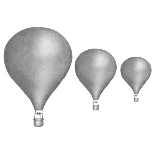 Samolepka na zeď Létající balóny grafitová šedá 3ks, 14-25 cm