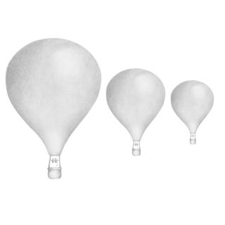 Samolepka na zeď Létající balóny světle šedá 3 ks, 14-25 cm