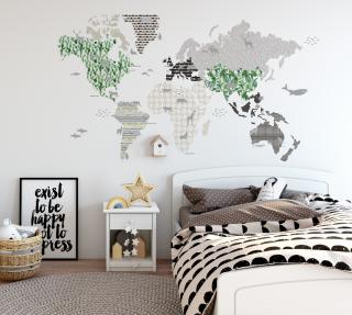 Samolepka na zeď Mapa světa hnědá Samolepka na zeď Mapa: 120 x 70 cm