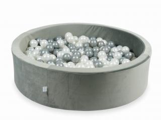 Suchý bazének + 200 ks kuliček kulatý, samet šedá Rozměr: 115x30 cm
