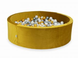 Suchý bazének + 200 ks kuliček kulatý, samet žlutá Rozměr: 130x40 cm