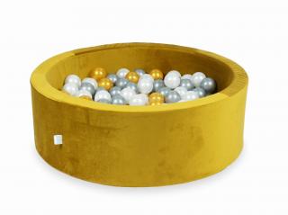 Suchý bazének + 400 ks kuliček kulatý, samet žlutá Rozměr: 115x40 cm