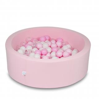 Suchý bazének 90x30 růžový + 200 ks kuliček-perleť, stříbrná, růžová