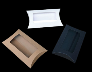 10x papírové dárkové krabičky Polštářek s průhledem Barva: Bílá