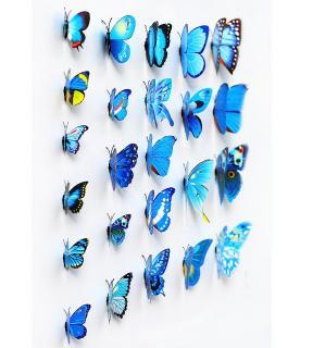 3D plastoví motýlci Burgundy / MODRÁ