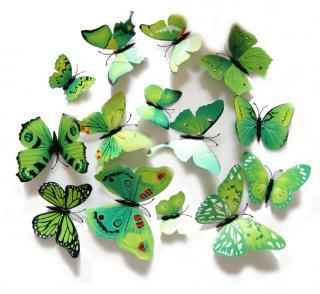 3D plastoví motýlci Burgundy / ZELENÁ
