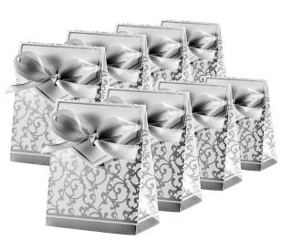 5x papírové dárkové krabičky Wedding / stříbrné