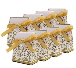 5x papírové dárkové krabičky Wedding / zlaté